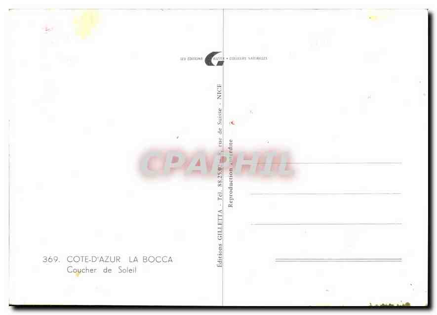 CPM Cote d'Azur La Bocca Coucher de Soleil  — Rückseite