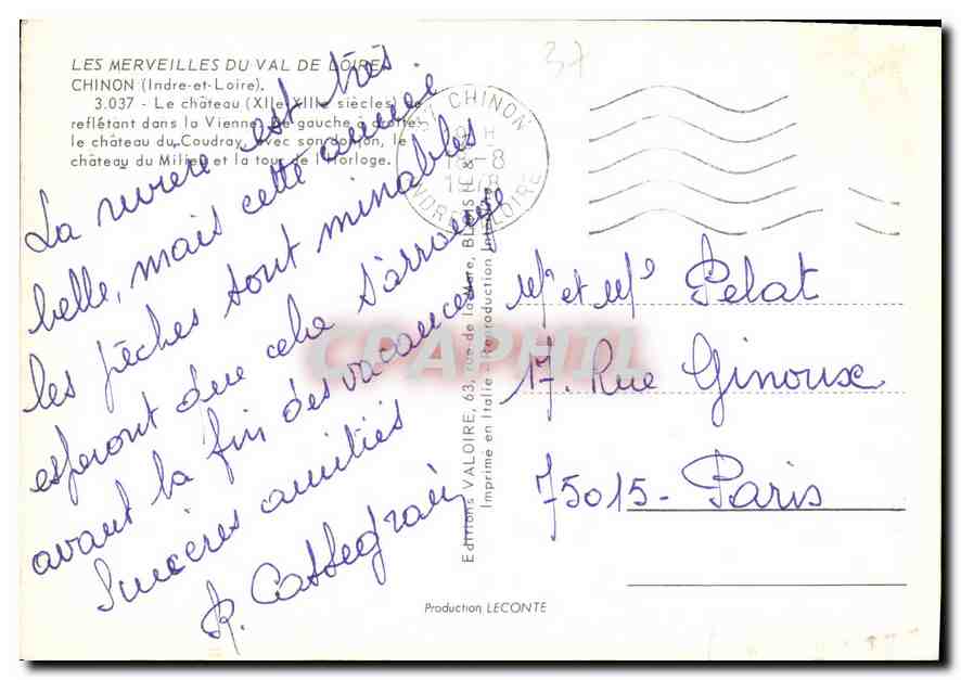 CPM Les Merveilles du Val de Loire Chinon Indre et Loire  — Rückseite