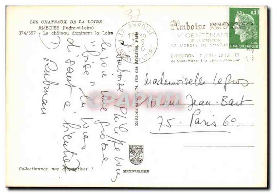 CPM Amboise Indre et Loire Le chateau dominant la Loire  — Rückseite