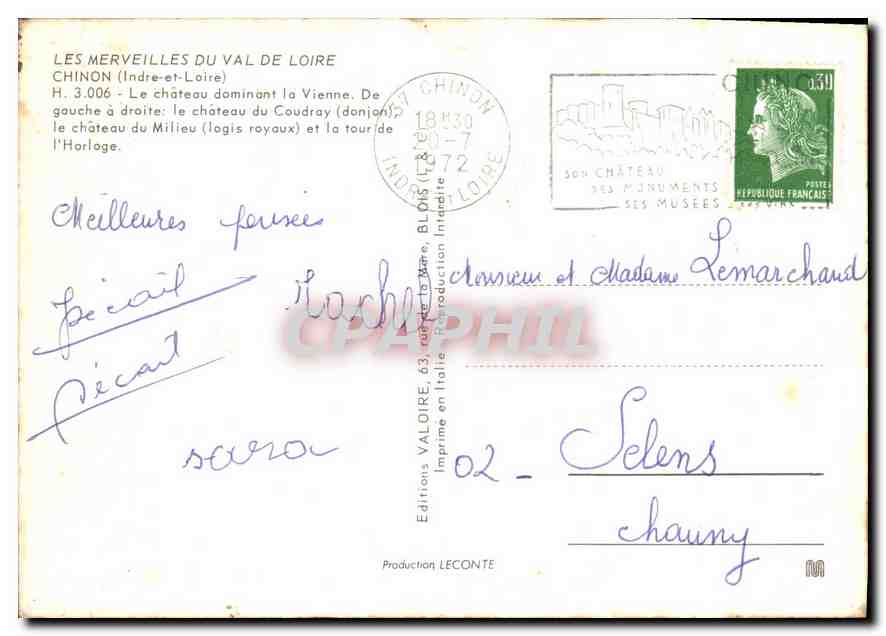 CPA Chinon Indre et Loire Le chateau dominant la Vienne  — Rückseite