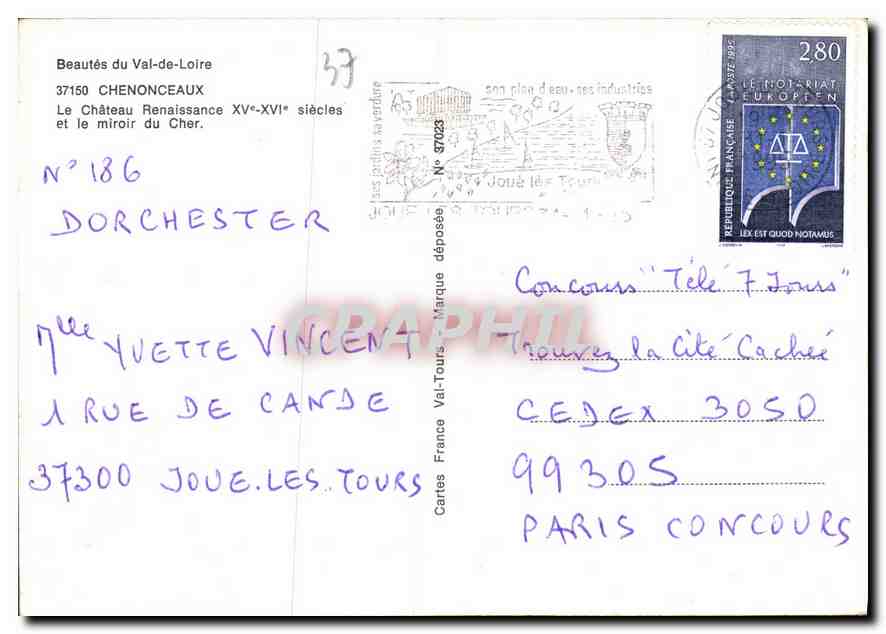 CPA Chenonceaux Le Chateau Renaissance  — Rückseite