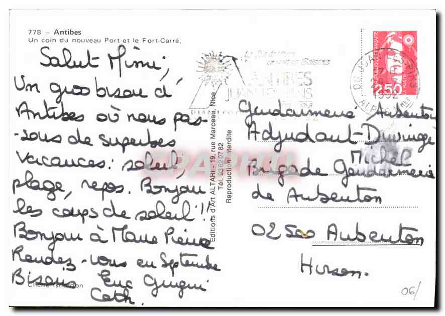 CPM Antibes Un coin du nouveau Port et le Fort Carre  — Rückseite