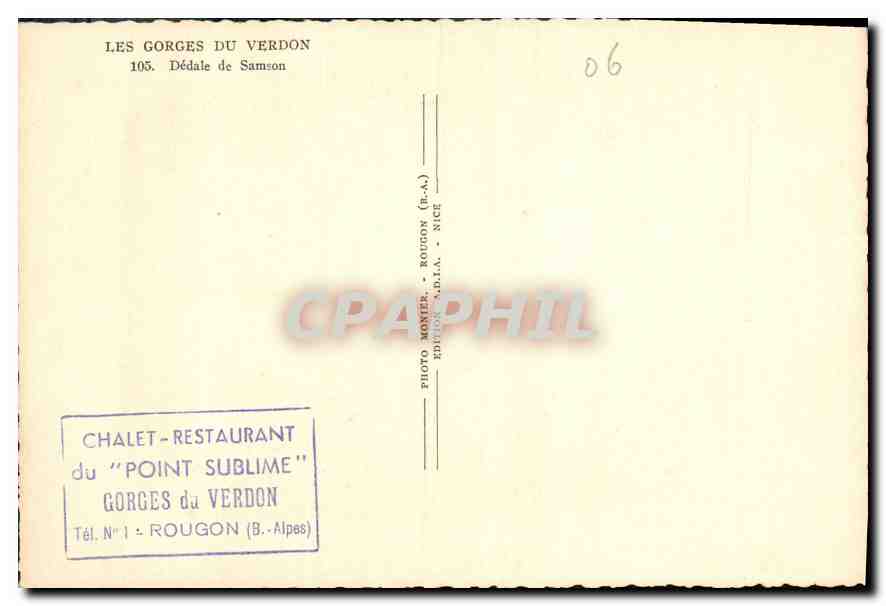 CPM Les Gorges du Verdon Dedale de Samson  — Verso