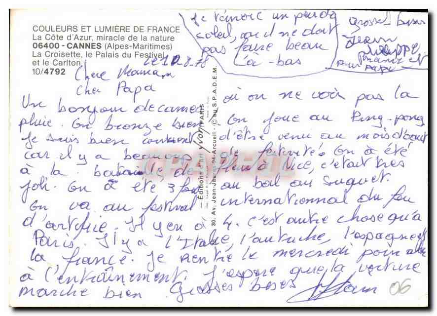 CPM Cannes Alpes Maritimes La Croisette le Palais du Festival et le Carlton  — Rückseite