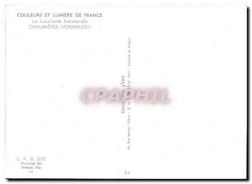 CPM Couleurs et Lumiere de France Chaumiere Normandes  — Rückseite