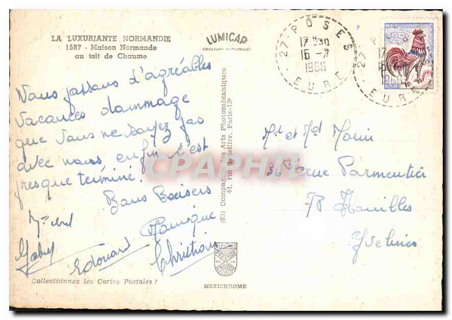 CPM La Luxuriante Normandie Maison Normandie au toit de Chaume  — Rückseite