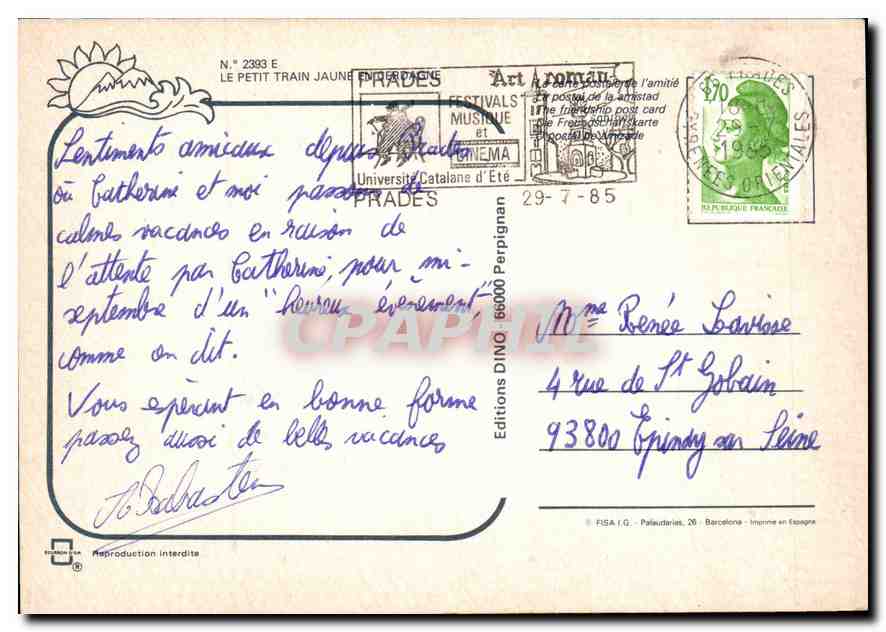 Le Petit Train Jaune — Prades — Editions DINO — Back