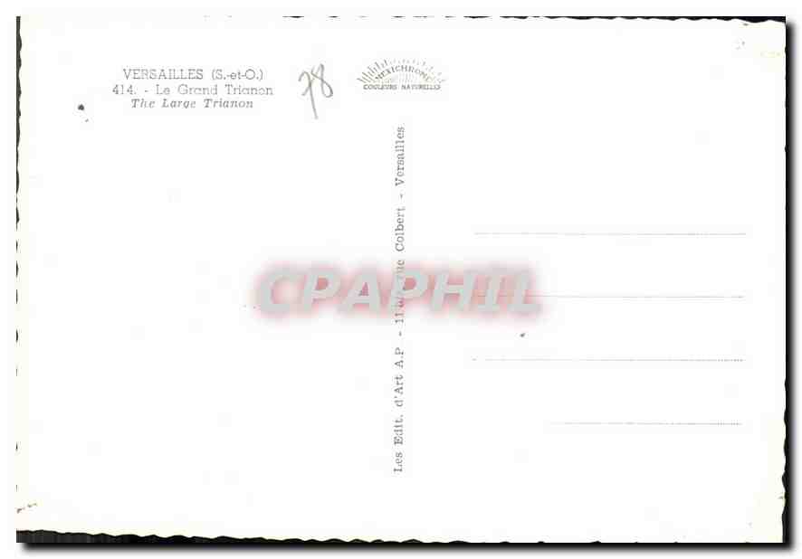 Versailles (S.-et-O.) — Le Grand Trianon — Éditeur A.P. n° 414 — Achterkant