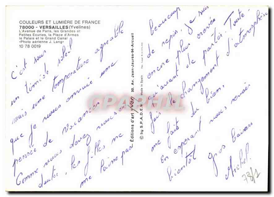 CPM Versailles Yvelines L'Avenue de Paris  — Verso
