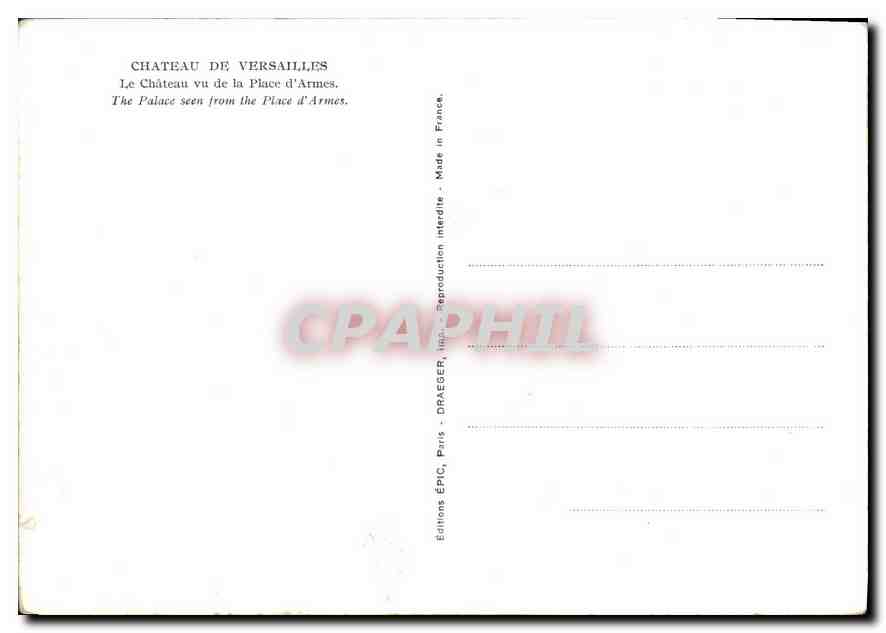 CPM Chateau de Versailles Le Chateau vu de la Place d'Armes  — Verso