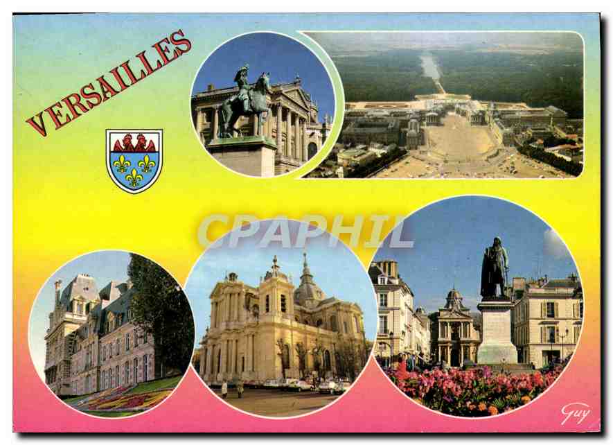 CPM Versailles Yvelines La statue equestre de Louis 