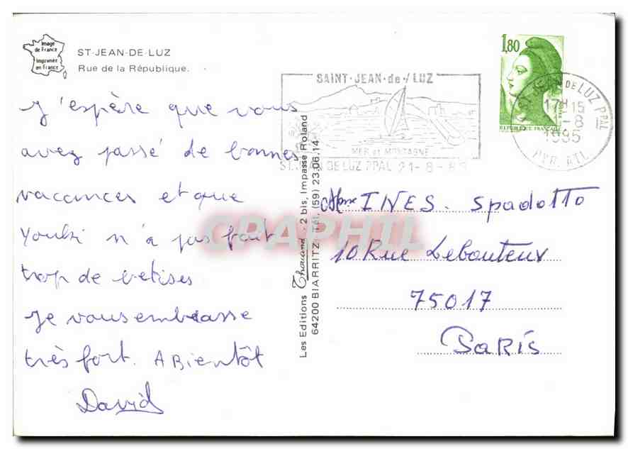 CPM St Jean de Luz Rue de la Republique  — Verso