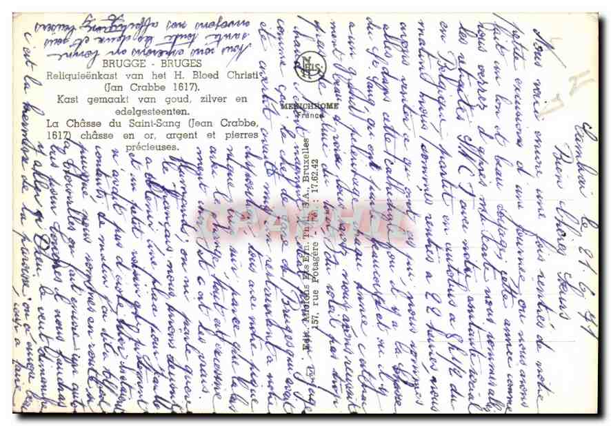 CPM Bruges La Chasse du Saint Sang chasse en or argent et pierres precieuses  — Back