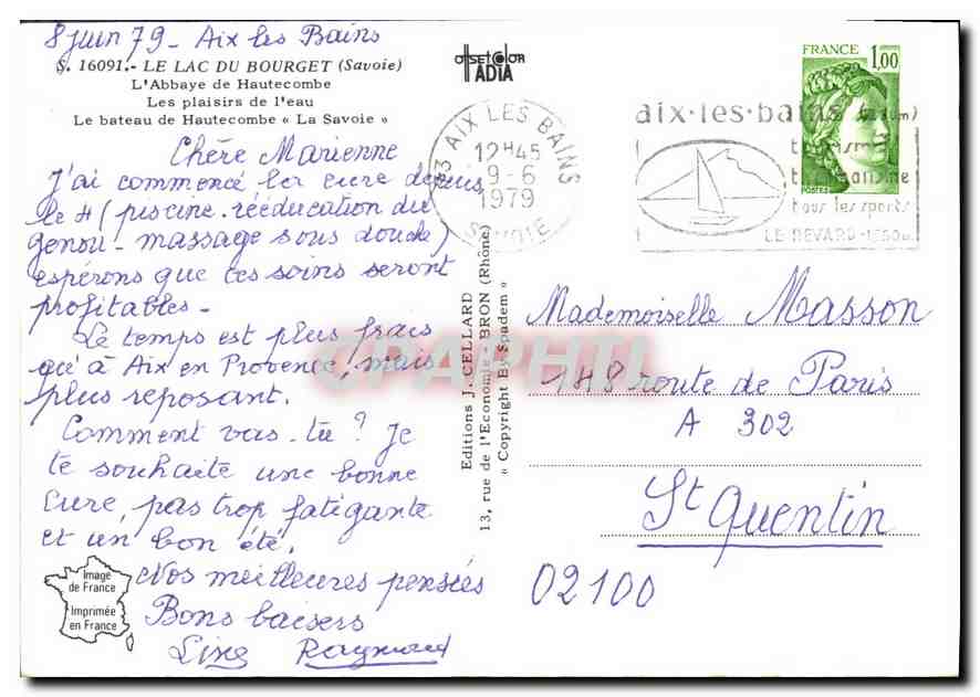 CPM Lac du Bourget  — Rückseite
