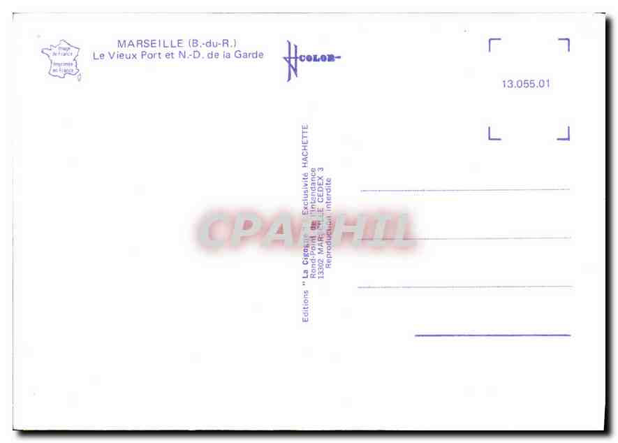 CPM Marseille B du R Le Vieux Port et ND de la Garde  — Rückseite