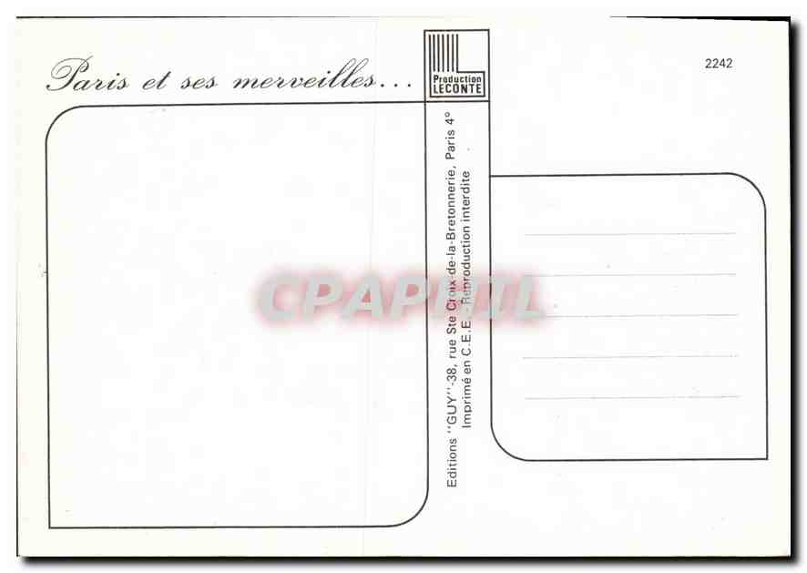 CPM Paris Pont Alexandre III  — Verso