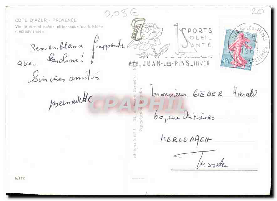 CPM Cote d'Azur Provence Vieille rue et scene pittoresque du folklore mediterraneen  — Verso