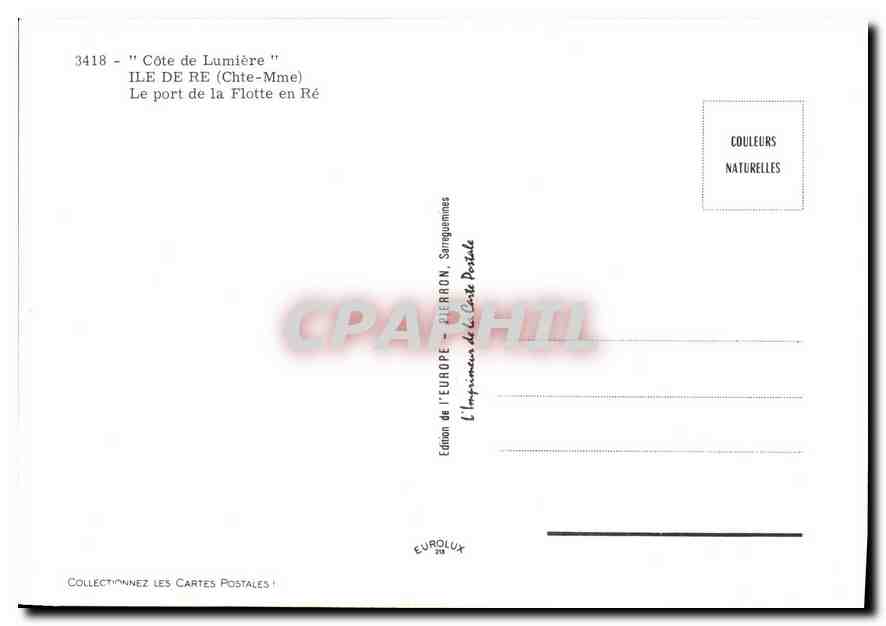 CPM Ile de Re Chte Mme Le port de la Flotte en Re  — Back