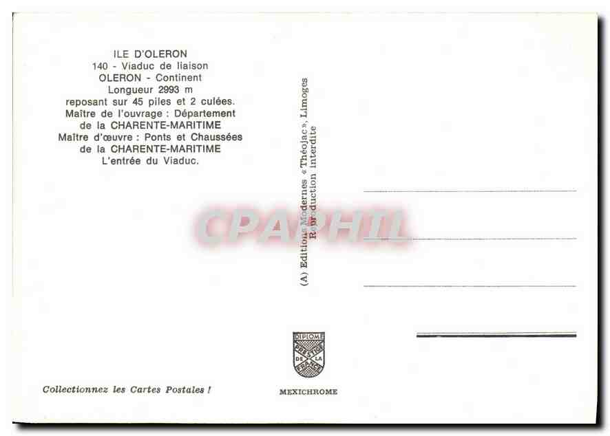 CPM Ile d'Oleron Viaduc de liaison  — Rückseite