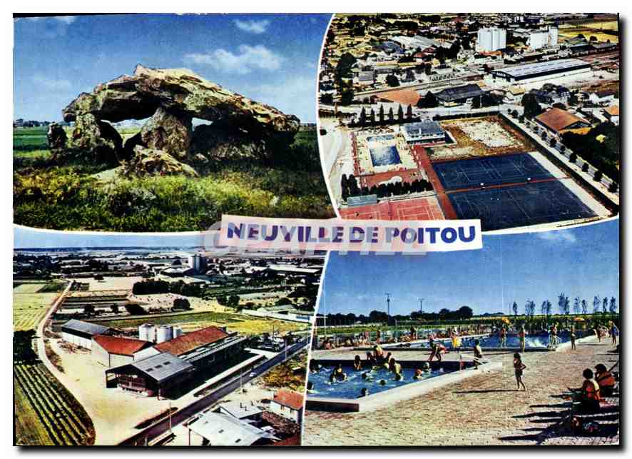 Neuville-de-Poitou — Dolmen der Aufgerichteten Steine, Sportkomplex, Schwimmbad — Imprimerie Macon