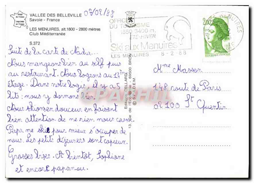 CPM Vallee des Belleville Savoie France  — Rückseite