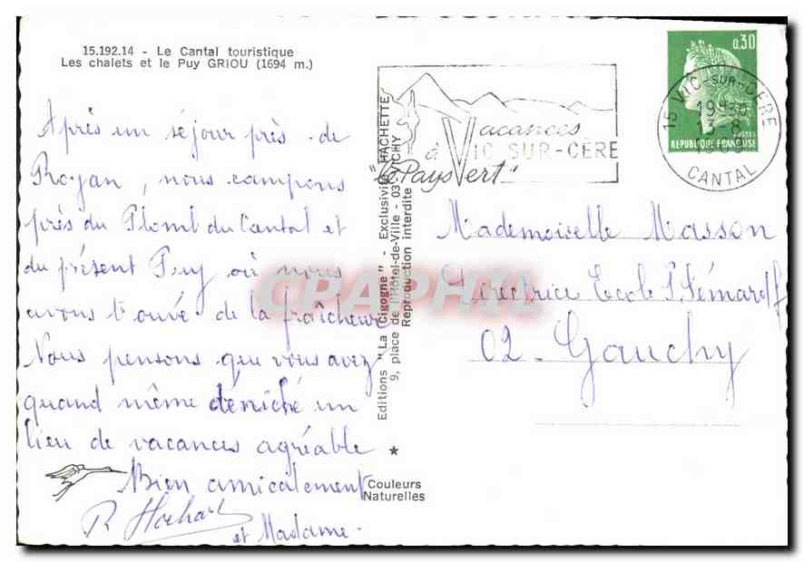 CPM Le Cantal touristique Les chalets et le Puy Griou  — Back
