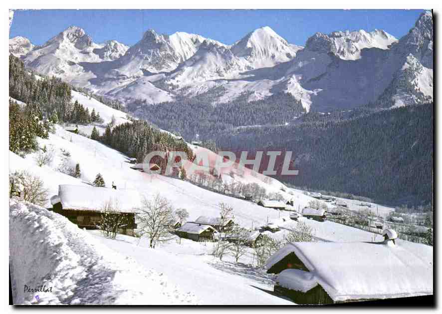 CPM Site hivernale en Haute Savoie ou domine la majestueuse chaine des Aravis 