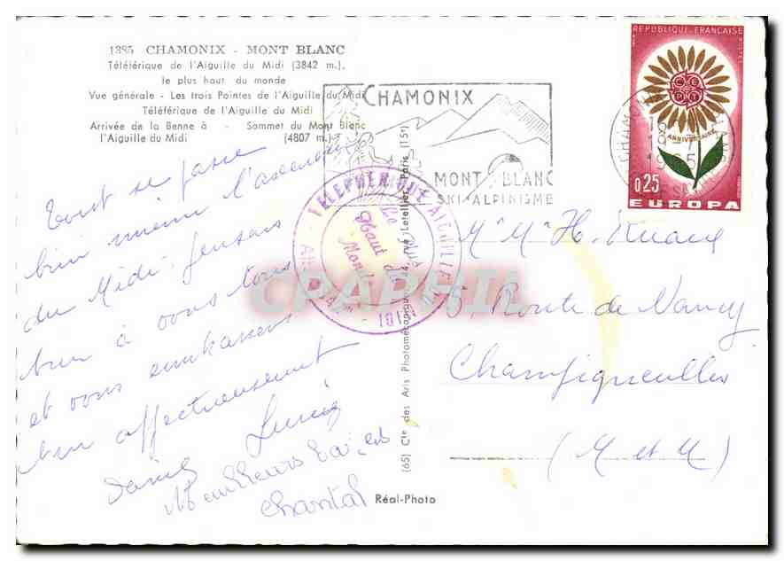 CPM Chamonix Mont Blanc Aiguille du Midi  — Verso