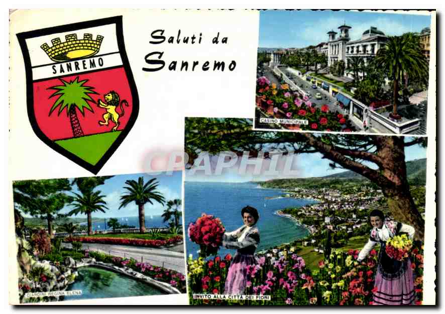 CPM Saluti di Sanremo Riviera dei Fiori Salutations de San Remo 