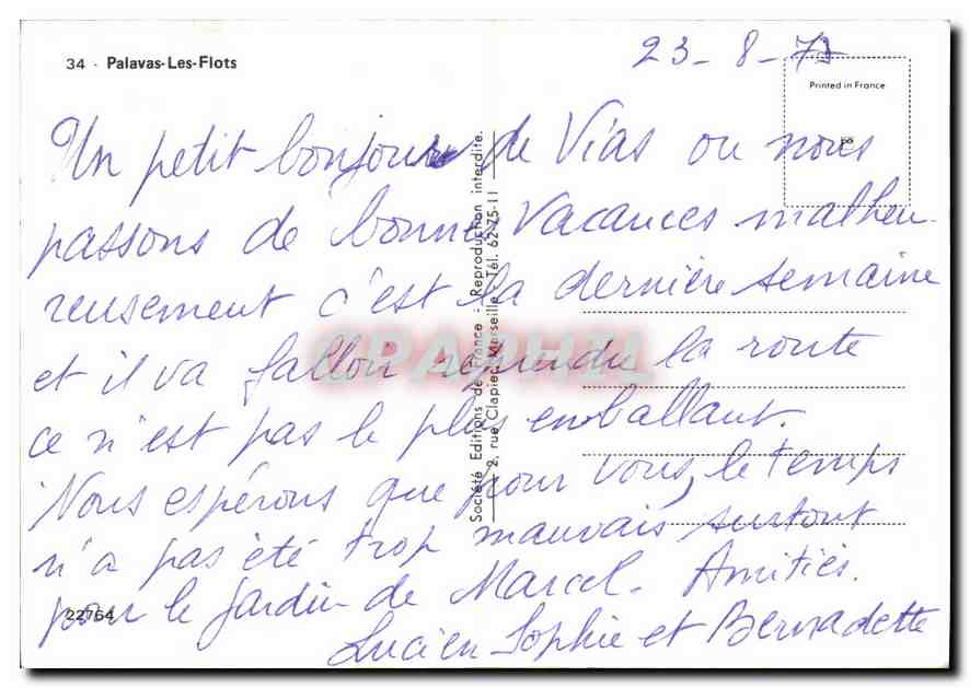 CPM Les Joies du Camping a Palavas les Flots Hotel Le Languedoc — Rückseite
