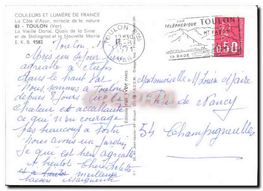 Hafen von Toulon — Kai der Sinse und Alte Darse — Yvon Editions — Rückseite