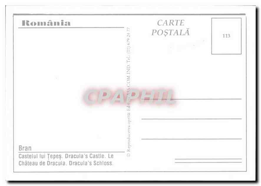 CPM Romania Bran Chateau de Dracula  — Verso