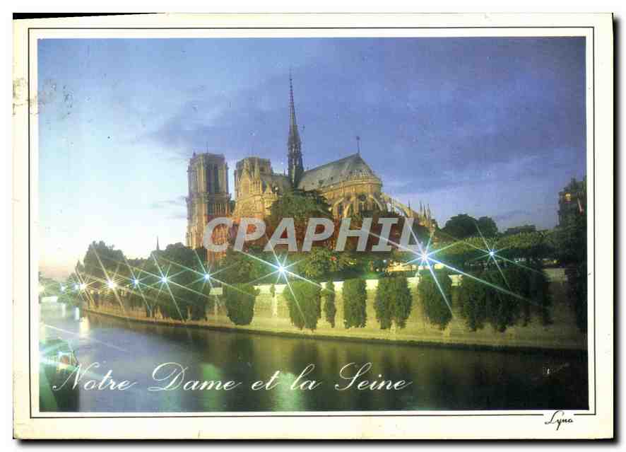 CPM Paris au crepuscule Notre Dame et la Seine 