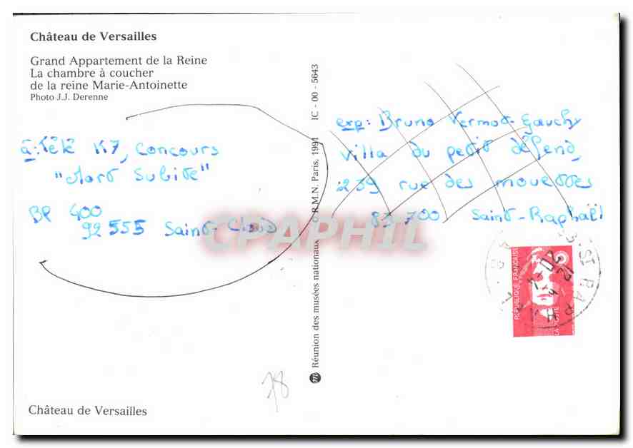 CPM Chateau de Versailles Grand Appartement de la Reine  — Verso