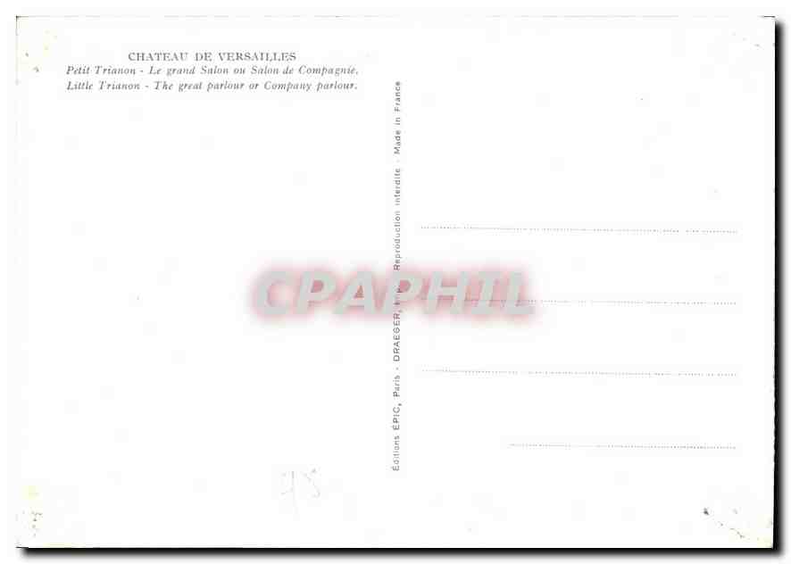 CPM Chateau de Versailles Petit Trianon Le grand Salon ou Salon de Compagnie  — Verso