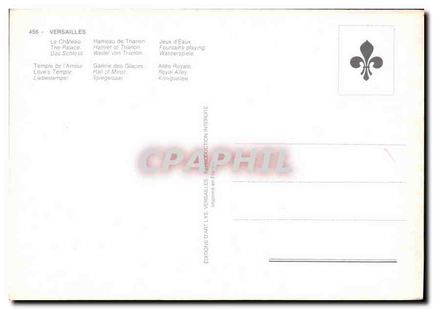 CPM Chateau de Versailles Yvelines Les Trianons  — Verso