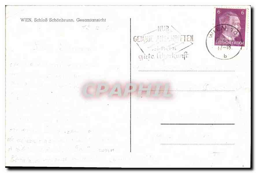 CPM Wien Schloss Schonbrunn Gesamtansicht  — Rückseite