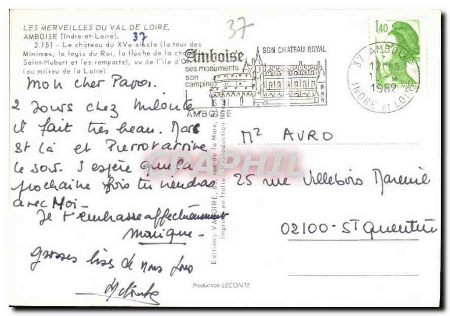 CPM Amboise Indre et Loire Le Chateau du XV siecle  — Rückseite