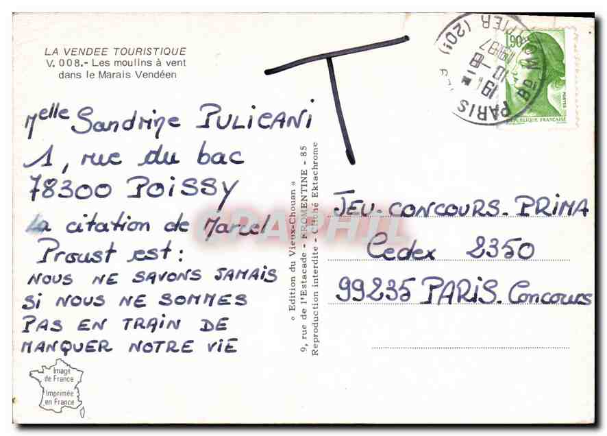 CPM Vendee Pittoresque Ses Moulins  — Verso