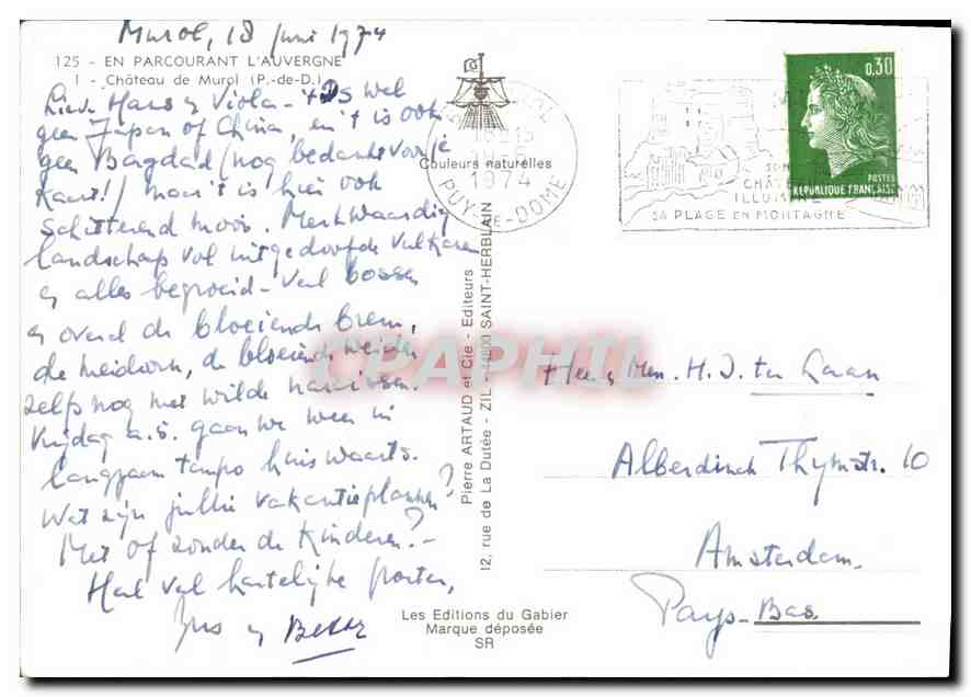 CPM En Parcourant L'Auvergne Chateau de Murol P de D  — Verso