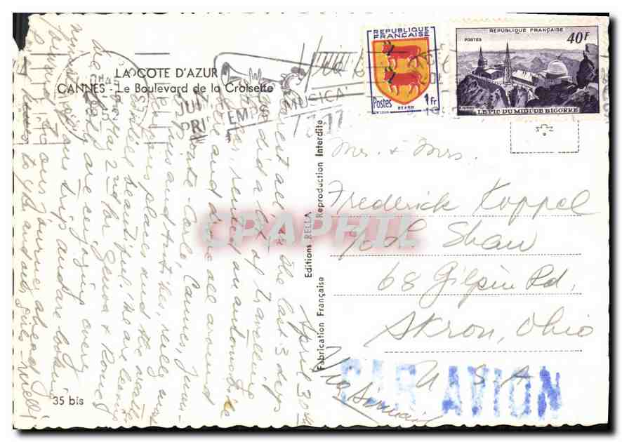 CPM La Cote d'Azur Cannes Le Boulevard de la Croisette  — Verso