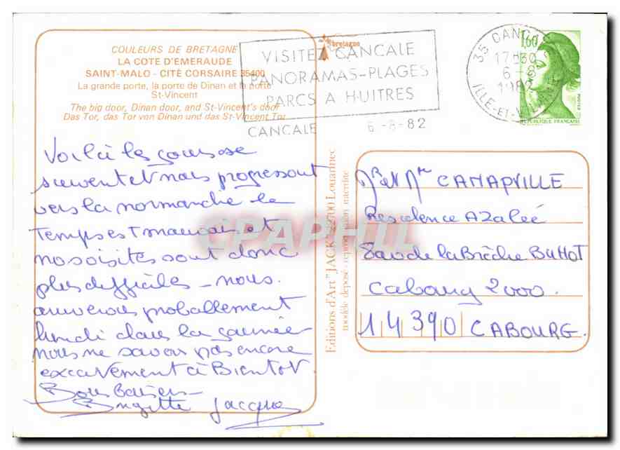 Port de Cancale — Porte de Dinan et porte Saint-Vincent — Éditions d'Art Jacks — Verso