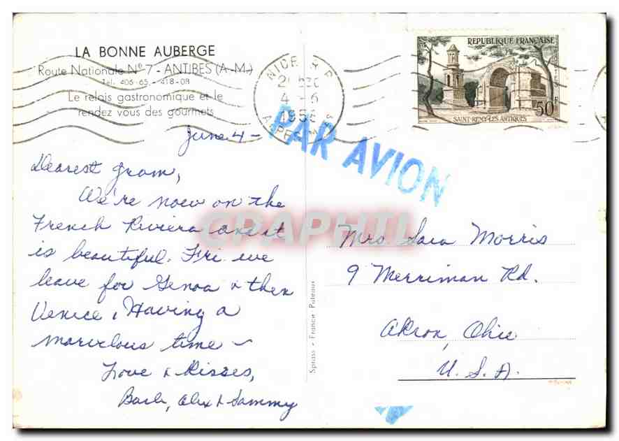 CPM La Bonne Auberge Antibes AM Le relais gastronomique et le rendez vous des gourmets  — Back