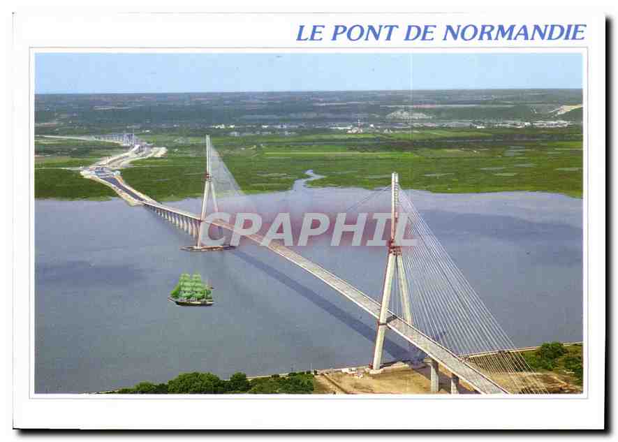 Le Pont de Normandie — vue aérienne — CPAPHIL