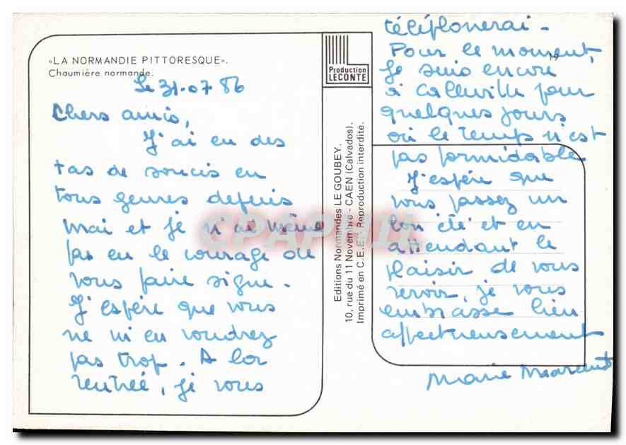 CPM La Normandie Pittoresque Chaumiere normande  — Rückseite