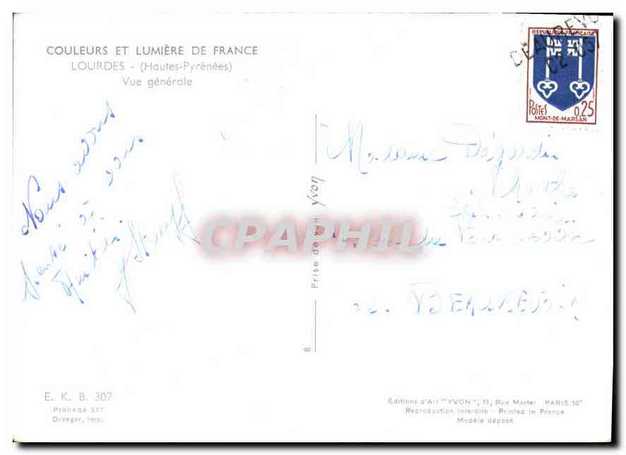 CPM Lourdes Haute Pyrenees Vue generale  — Verso