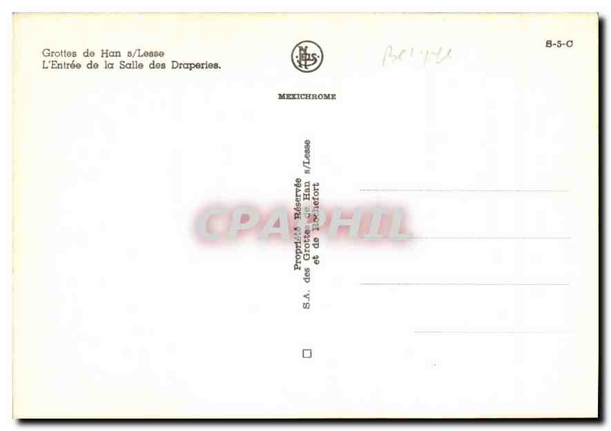 CPM Grottes de Han s Lesse L Entree de la Salle des Draperies  — Rückseite