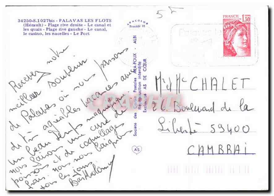 CPM Palavas des Flots Herault Plage rive droite  — Back