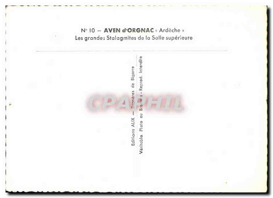 CPM Aven d'Orgnac Ardeche Les grandes Stalagmites de la Salle superieure  — Rückseite