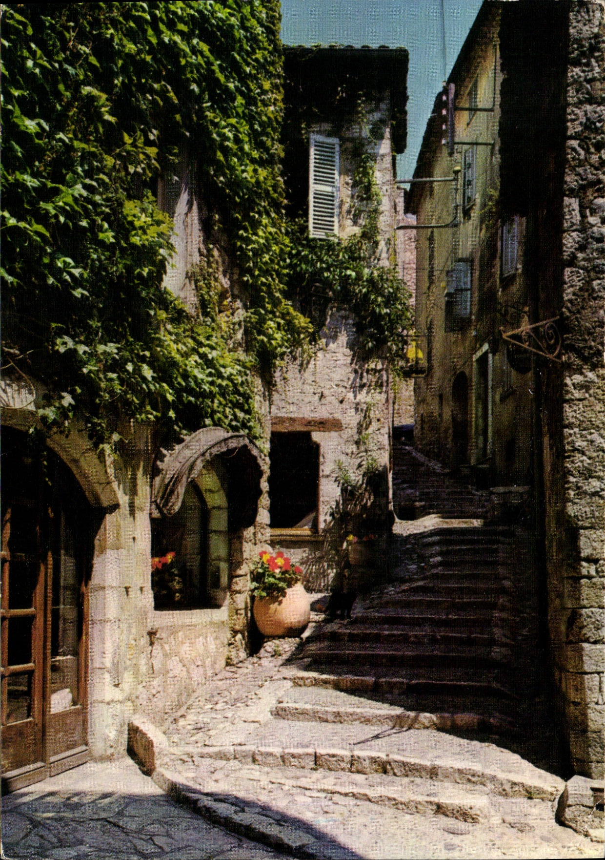 CPM Saint Paul Cote d'Azur French Riviera Montee vers l'Eglise 